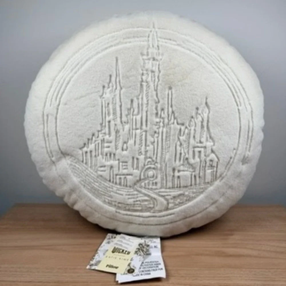 Wicked Katie Kime Pillow White Emerald City Impressed Round Faux Fur Soft Decor